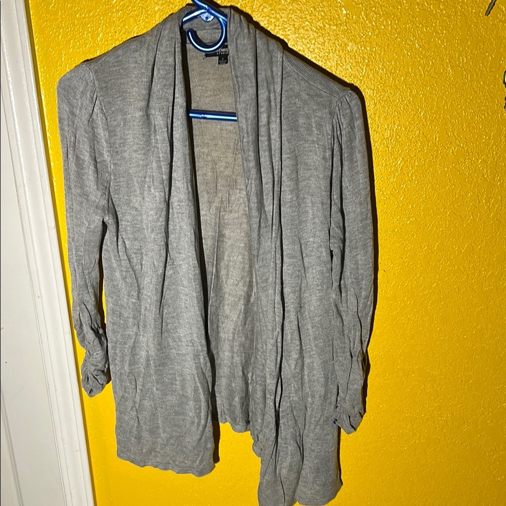 Gray Open Front Cardigan
